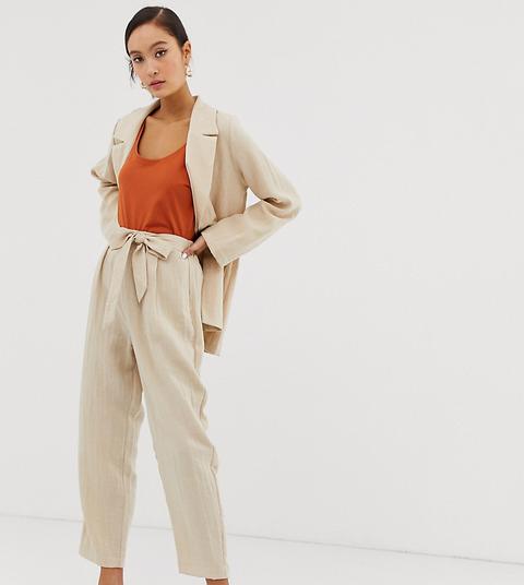 Monki Tie Waist Trousers In Beige