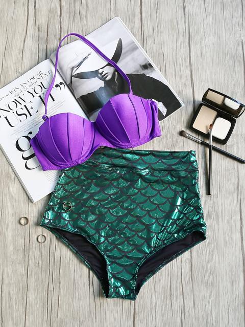 Scale Print Mix & Match High Waist Bikini Set