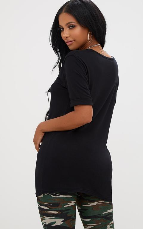 Shape Black V Neck Tshirt, Black