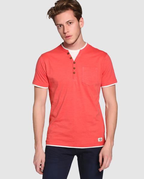 Camiseta De Hombre Rojo De Manga Corta