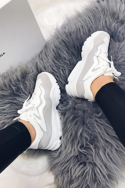 Scarlett Grey Glitter Chunky Trainers