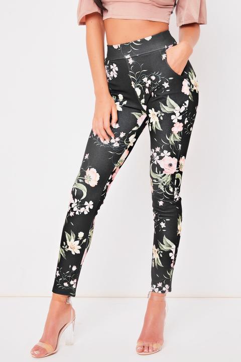 Hannah Black Floral Trousers