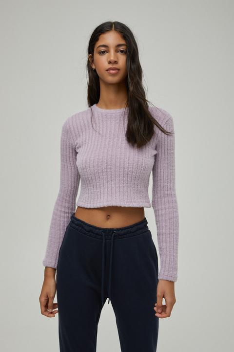 Jersey Cropped Canalé Ancho