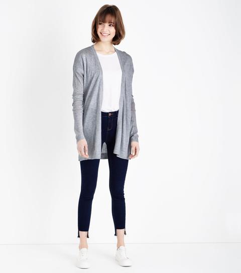 Grey Lightweight Longline Cardigan New Look