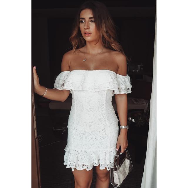 white bardot mini dress