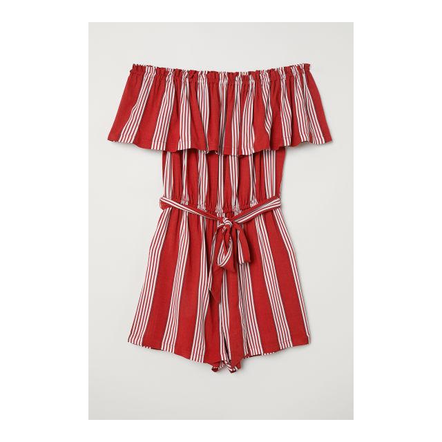 H \u0026 M - Tuta Corta A Spalle Scoperte - Rosso from H\u0026M on 21 Buttons
