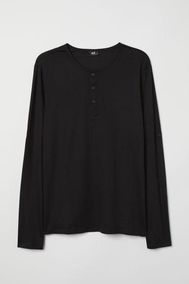 H & M - Maglia A Serafino In Cotone - Nero