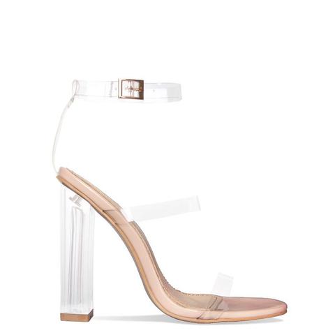 Darcia Nude Patent Multi Clear Strap Heels