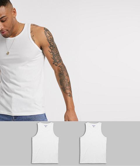 Jack & Jones Originals 2 Pack Vest In White