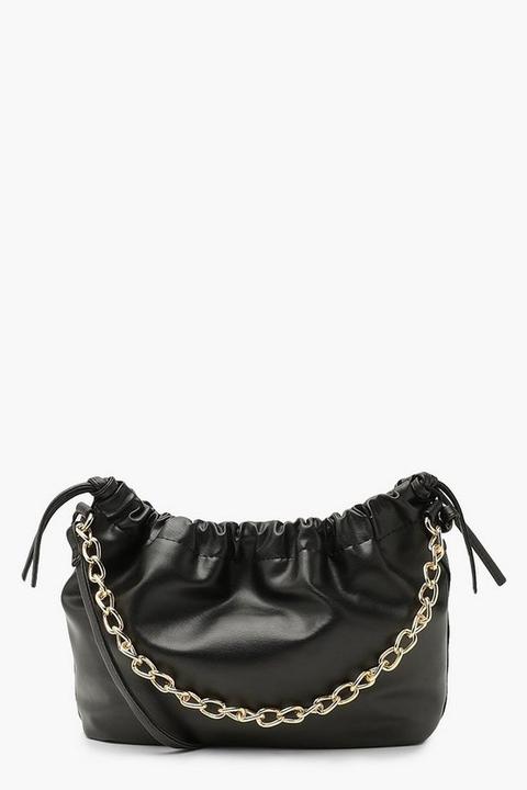 Womens Pu Bucket Bag And Chain Cross Body Bag - Black - One Size, Black