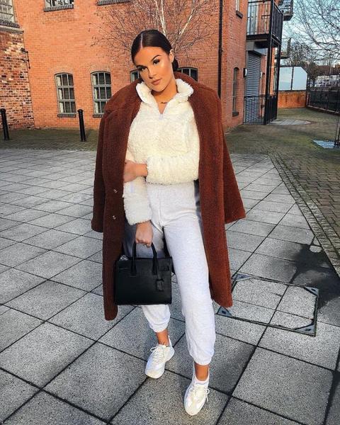 Kimberley Zip Front Cropped Teddy Jumper In Cream