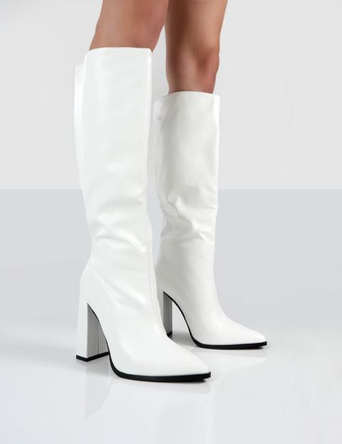 Posie White Pu Knee High Boots