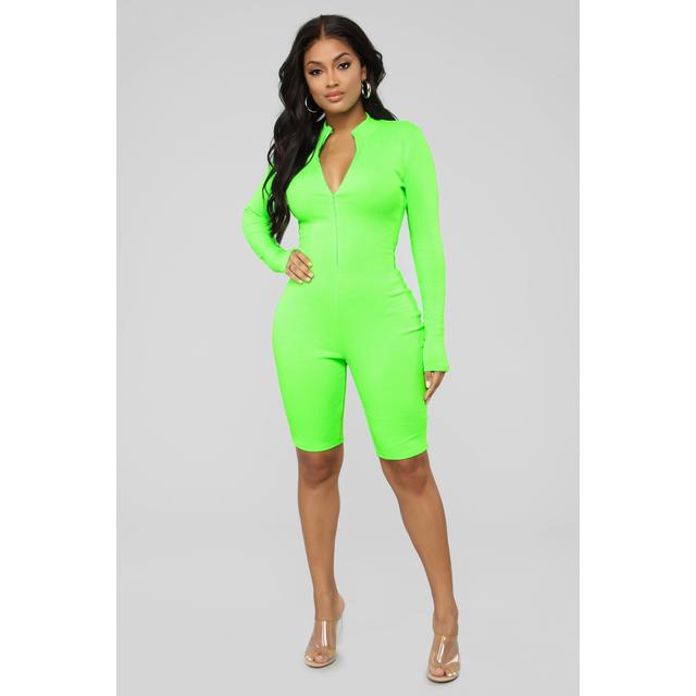 neon green romper