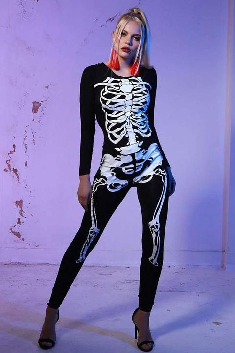 Skeleton Graphic Print Halloween Jumpsuit