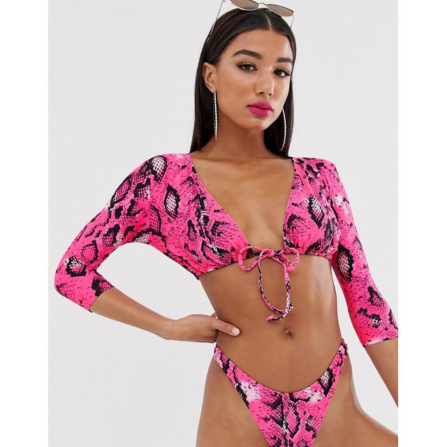 neon long sleeve bikini