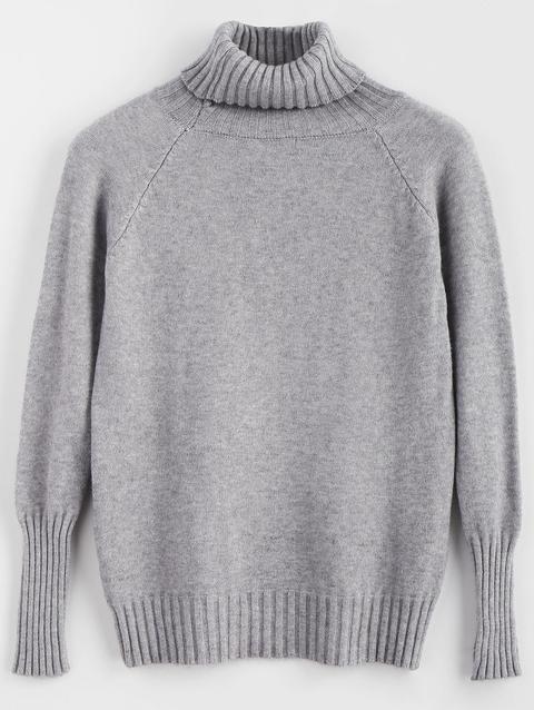 Maglione Morbido Con Collo Alto Light Gray