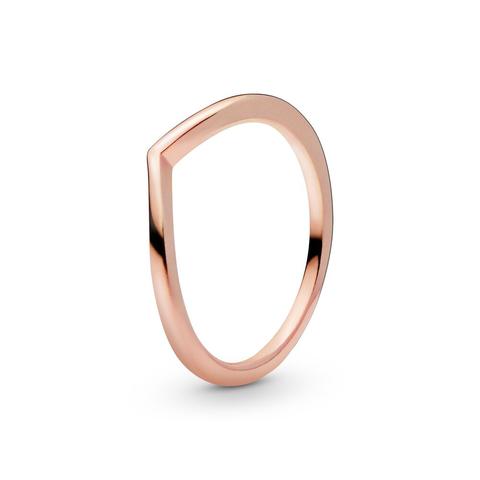 Pandora Polished Wishbone Ring - 14k Rose Gold-plated Unique Metal Blend