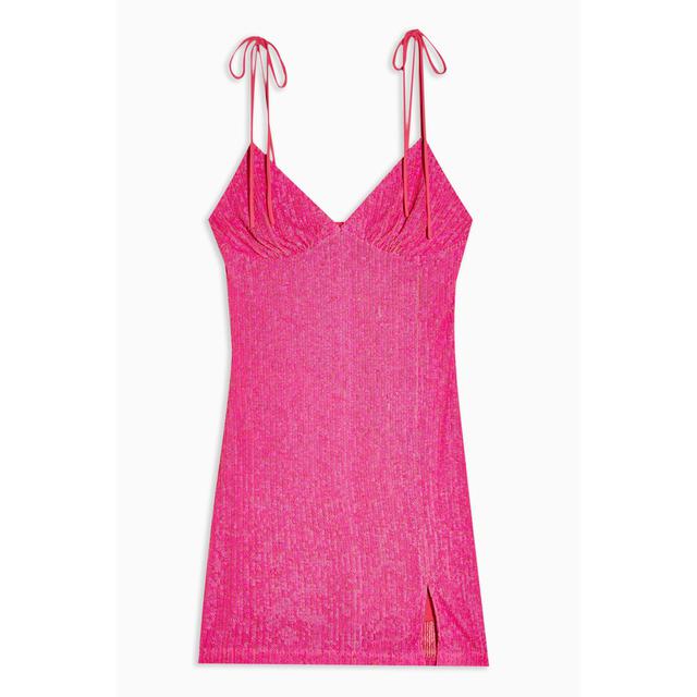 neon pink sequin dress