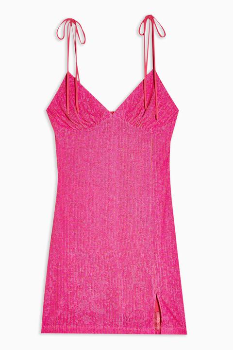 neon pink slip dress
