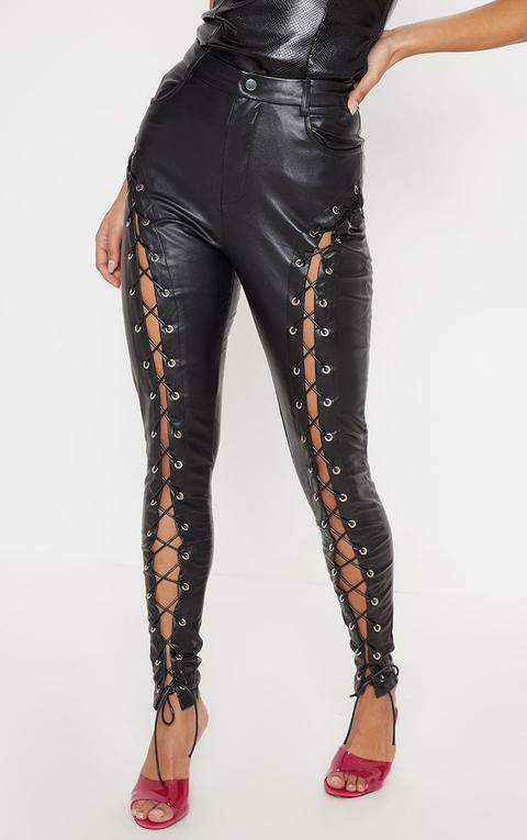 Faux leather clearance lace up leggings