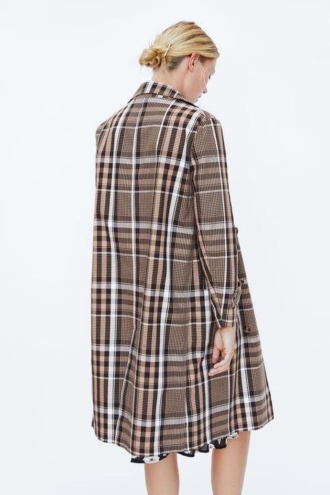Plaid Double-breasted Trench Coat