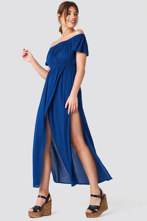 Off Shoulder Long Dress Blue