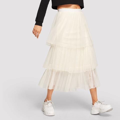 Jupe En Tulle Multicouche À Taille Élastique