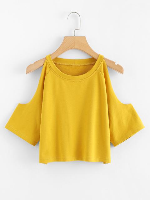 Open Shoulder Crop Tee