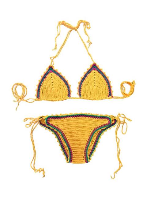 Del Bloque Del Color Del Lazo Plano Del Knit Set Bikini