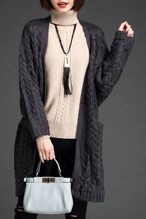 Cardigan A Maglia A Maglia A Rete Deep Gray Black Army Green