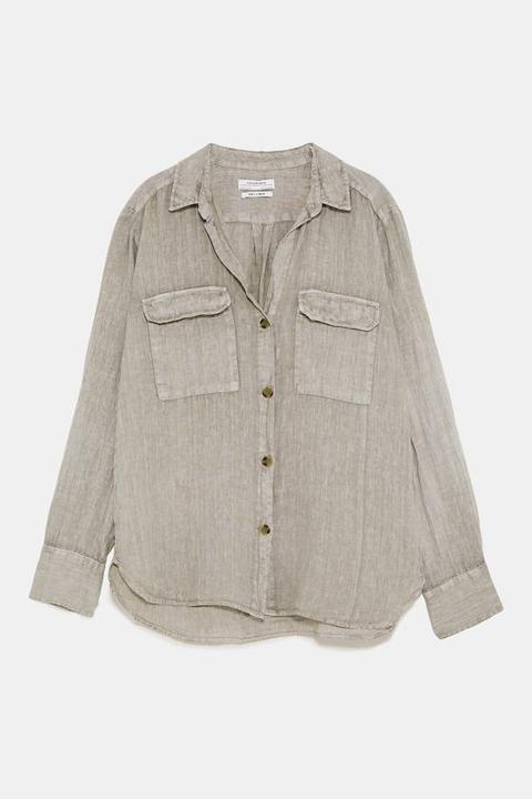 Linen Shirt With Pockets from Zara on 