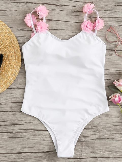 Costume Da Bagno Con Fiore Applicato