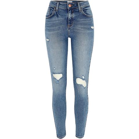 ripped skinny jeans light blue