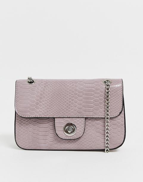 New Look - Borsa Da Spalla Lilla Effetto Coccodrillo Con Catena - Viola