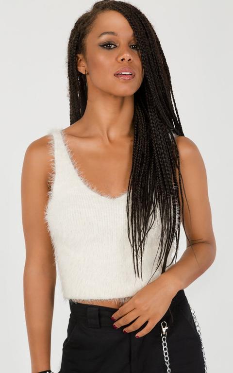 Fluffy knit clearance crop top