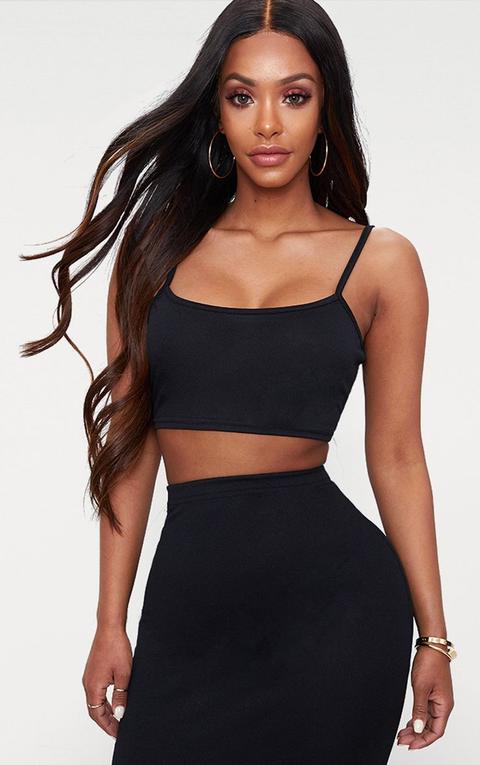 Shape Black Shoulder Strap Crop Top
