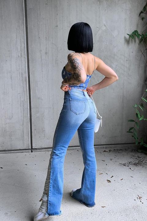 Kiana Distressed Flare Jeans - Light Blue Wash