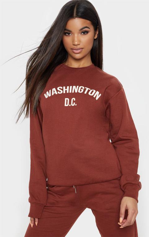 Chocolate Washington Slogan Sweater