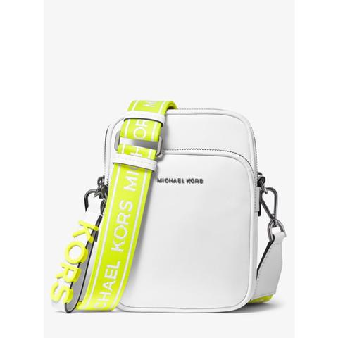 Bandolera Mediana De Piel Neón Con Logotipo