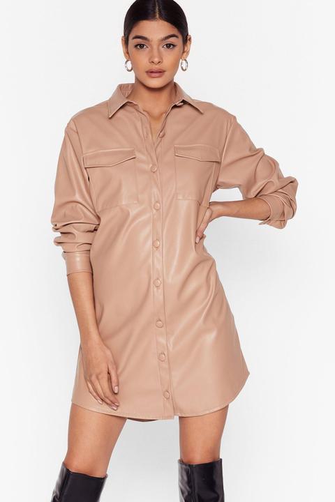 Womens Shirt A Little Maybe Faux Leather Mini Dress