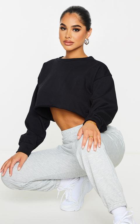 Petite Black Cropped Sweatshirt