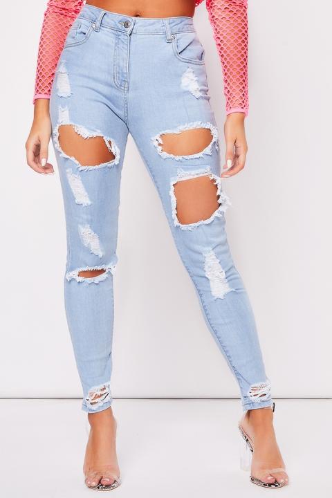 Lilah Light Blue Ripped Skinny Jeans