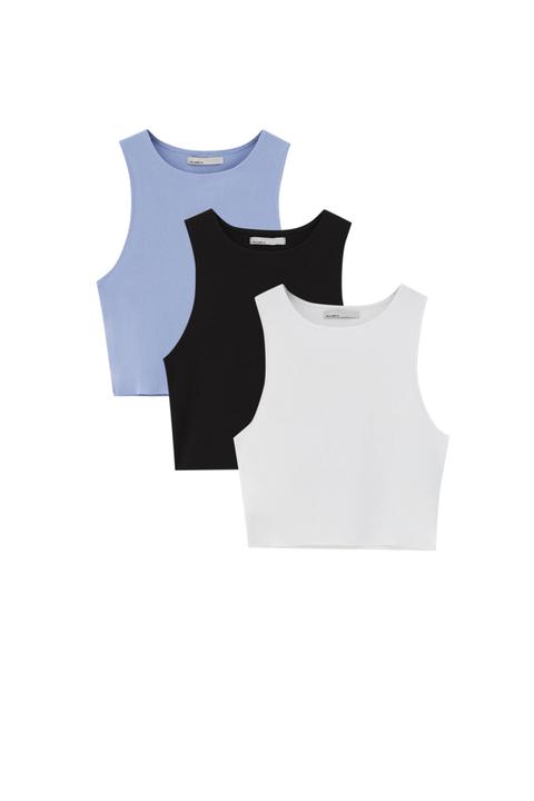Pack 3 Tops Cropped Canalé - Al Menos 95% Algodón Orgánico