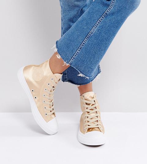 Zapatillas De Deporte Hi-top De Satén Dorado Chuck Taylor De Converse
