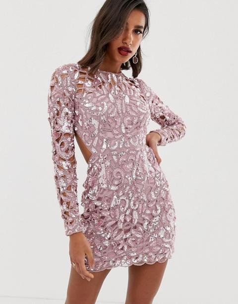 Minivestido Con Espalda Abierta Y Lentejuelas De Asos Edition-rosa