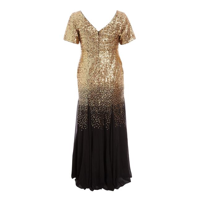 quiz black and gold sequin embellished maxi dress