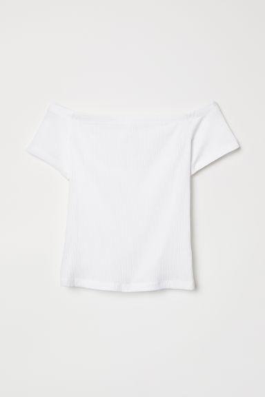 H & M - Top A Coste A Spalle Scoperte - Bianco