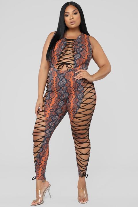 snake bite lace up jumpsuit