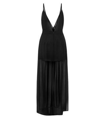 Black Chiffon Double Layer Beach Playsuit