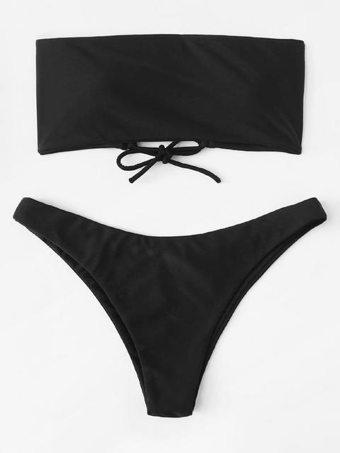 Set De Bikini Bandeau Con Cordón